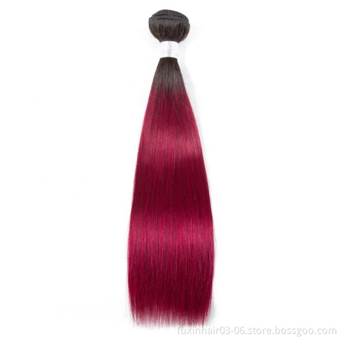 Tissage Naturel Pas Cher Raw Unprocessed 1B Burgundy Brazilian Hair Straight Weave Bundles